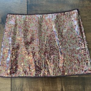 Express Copper Brown Sequined Mini Skirt 11/12 New Years Eve, Glitter, Sequins